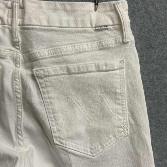 Mother The Roller Fray Fairest Of Them All Wide Leg White Denim Jeans Sz 26 NWT - Picture 7 of 15